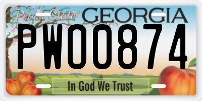 GA license plate PWO0874