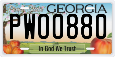 GA license plate PWO0880