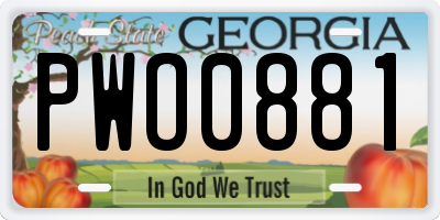 GA license plate PWO0881