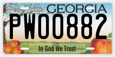 GA license plate PWO0882
