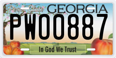 GA license plate PWO0887