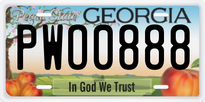 GA license plate PWO0888