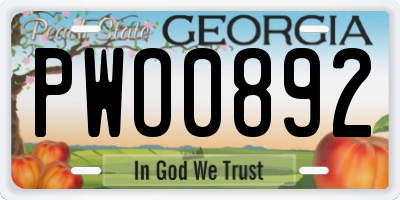 GA license plate PWO0892