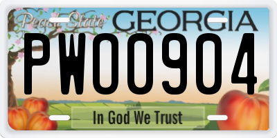 GA license plate PWO0904