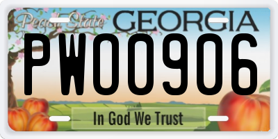 GA license plate PWO0906