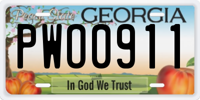 GA license plate PWO0911