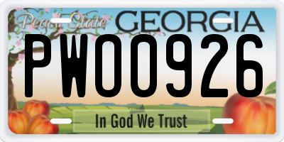 GA license plate PWO0926