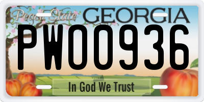 GA license plate PWO0936
