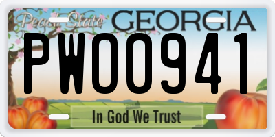 GA license plate PWO0941