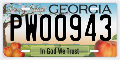 GA license plate PWO0943
