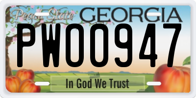 GA license plate PWO0947