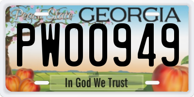 GA license plate PWO0949
