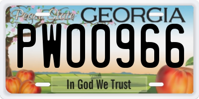 GA license plate PWO0966