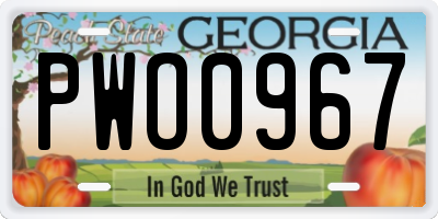 GA license plate PWO0967