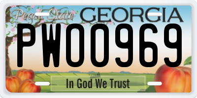 GA license plate PWO0969