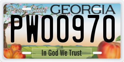 GA license plate PWO0970