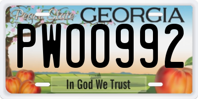 GA license plate PWO0992