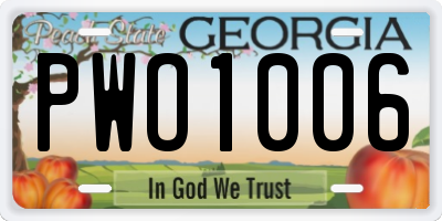 GA license plate PWO1006