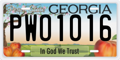 GA license plate PWO1016