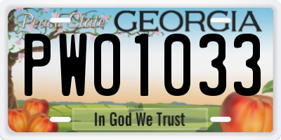 GA license plate PWO1033