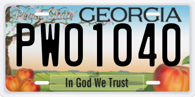 GA license plate PWO1040
