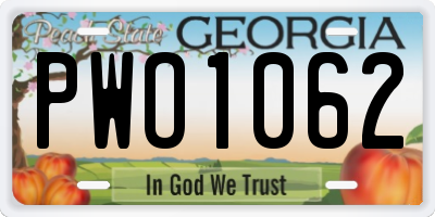 GA license plate PWO1062