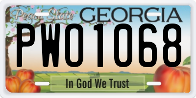 GA license plate PWO1068