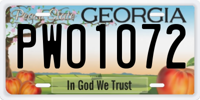 GA license plate PWO1072