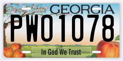 GA license plate PWO1078