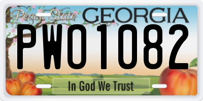 GA license plate PWO1082