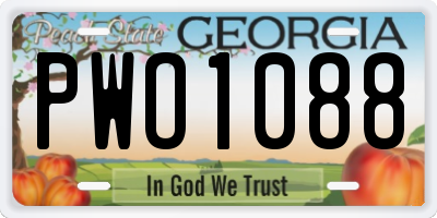 GA license plate PWO1088