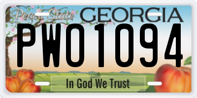 GA license plate PWO1094