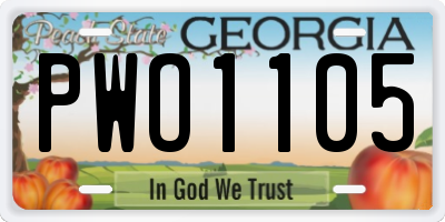 GA license plate PWO1105