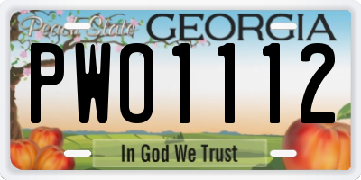 GA license plate PWO1112