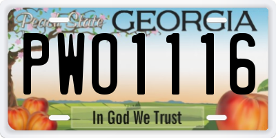 GA license plate PWO1116