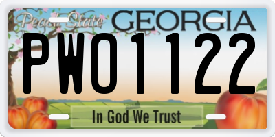 GA license plate PWO1122