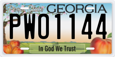 GA license plate PWO1144