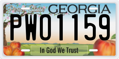GA license plate PWO1159