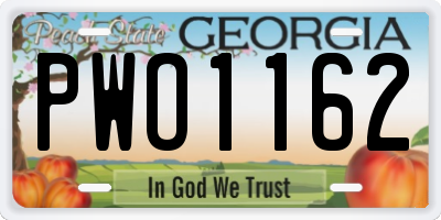 GA license plate PWO1162