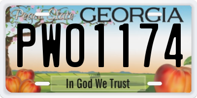 GA license plate PWO1174