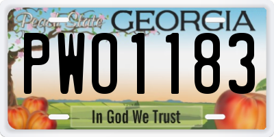 GA license plate PWO1183