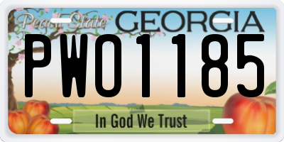 GA license plate PWO1185