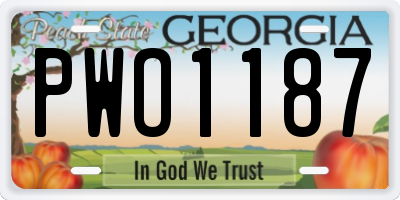 GA license plate PWO1187