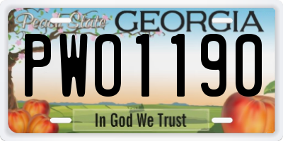 GA license plate PWO1190