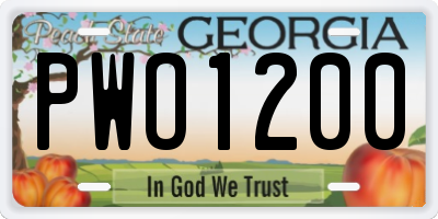 GA license plate PWO1200