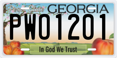 GA license plate PWO1201