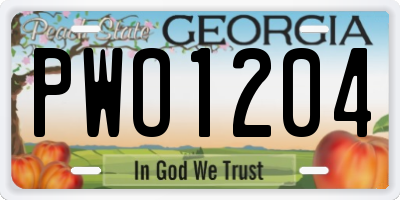 GA license plate PWO1204