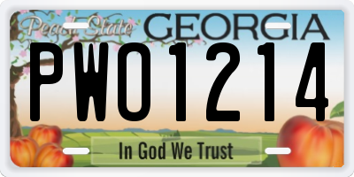 GA license plate PWO1214