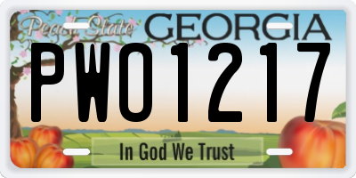 GA license plate PWO1217