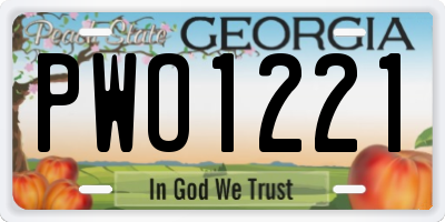 GA license plate PWO1221